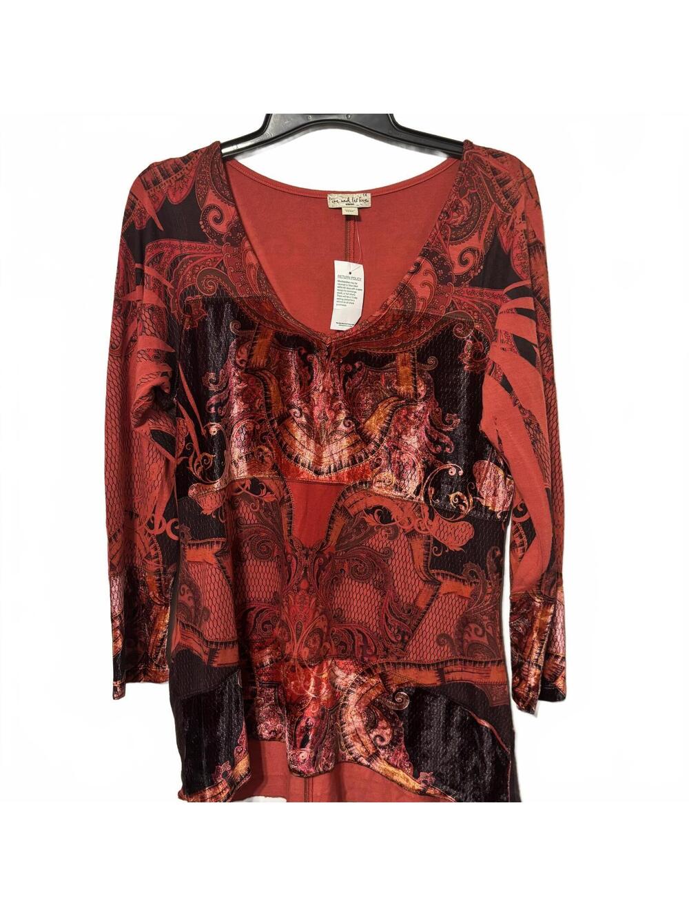 Live and Let Live Red Whimsigoth Y2K Grunge Women's Long Sleeve Cozy Top-1X-New
